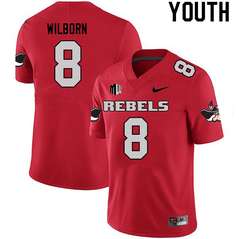 Youth #8 Kylan Wilborn UNLV Rebels College Football Jerseys Sale-Scarlet